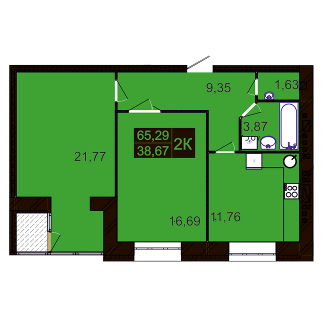 2-кімнатна 65.29 м² в ЖК Millennium Hills від 15 000 грн/м², Хмельницький