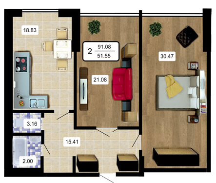 2-кімнатна 91.08 м² в ЖК Paradise від 25 200 грн/м², Хмельницький