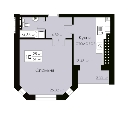 1-кімнатна 51 м² в ЖК Марко Поло від 25 000 грн/м², с. Крижанівка