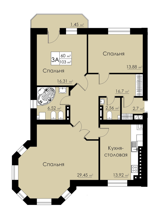 3-комнатная 103 м² в ЖК Марко Поло от 26 100 грн/м², с. Крыжановка