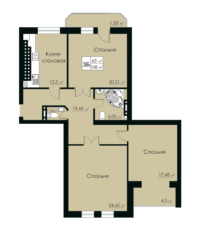 3-комнатная 108 м² в ЖК Марко Поло от 26 100 грн/м², с. Крыжановка