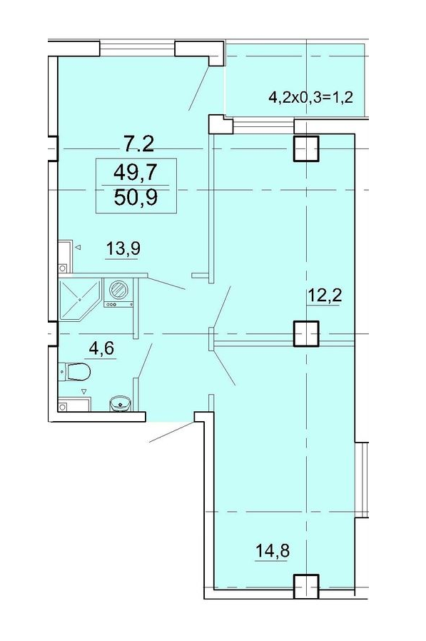 2-кімнатна 50.9 м² в КБ Аполлон на Карантинной від 38 000 грн/м², Одеса