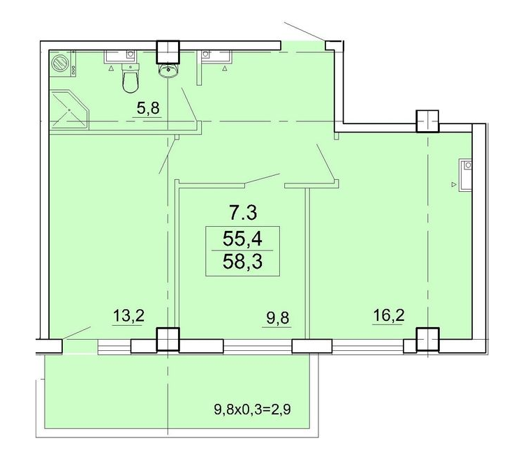 2-кімнатна 58.3 м² в КБ Аполлон на Карантинной від 38 000 грн/м², Одеса