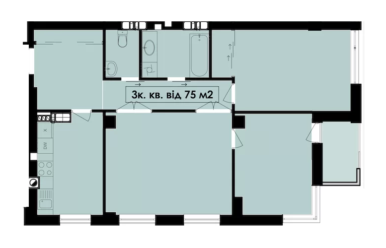 3-комнатная 75 м² в ЖК Lake Club от 18 500 грн/м², Ивано-Франковск