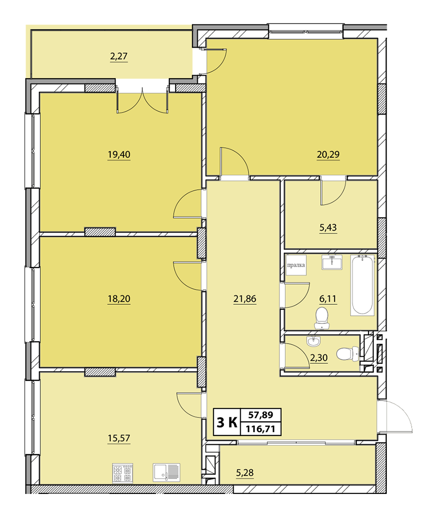 3-комнатная 116.71 м² в ЖК Гиацинт-Люкс от 48 000 грн/м², Львов