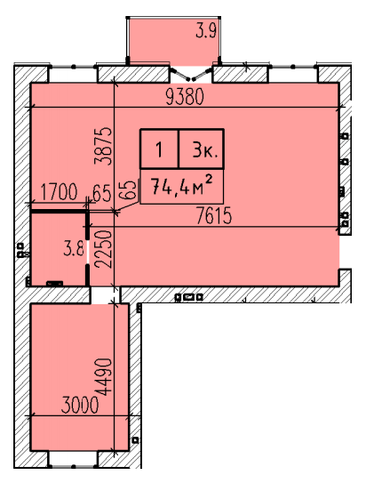 3-комнатная 74.4 м² в ЖК Затишний от 21 500 грн/м², Днепр