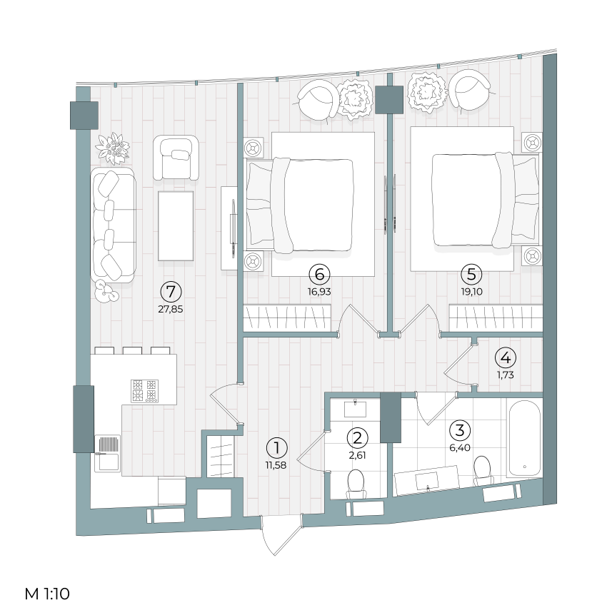 2-комнатная 86.2 м² в ЖК Delrey от 45 950 грн/м², Киев