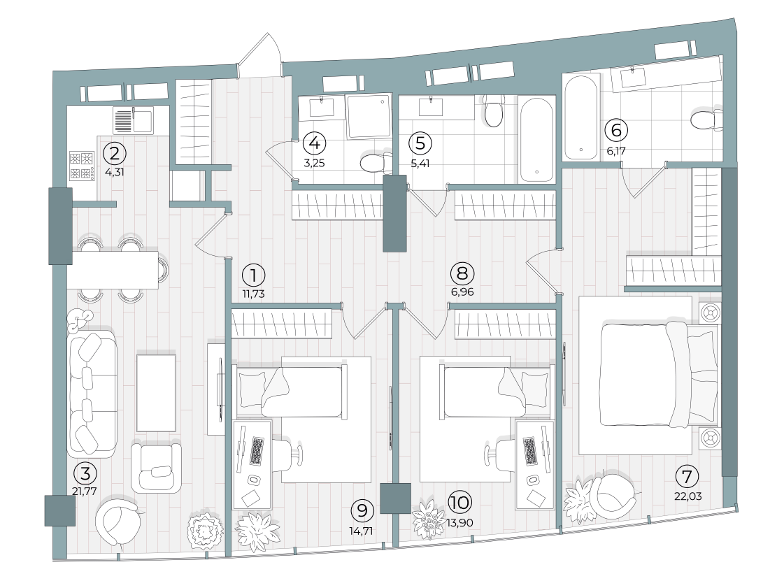 3-комнатная 110.24 м² в ЖК Delrey от 47 050 грн/м², Киев