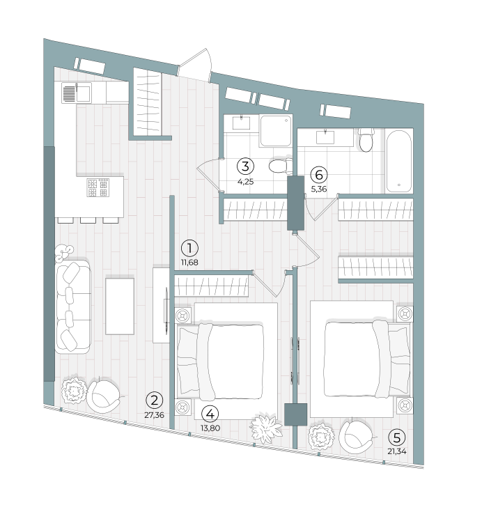 2-комнатная 82.86 м² в ЖК Delrey от 45 950 грн/м², Киев