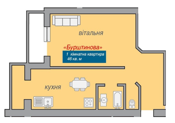 1-кімнатна 46 м² в ЖК Новий Едем від 7 900 грн/м², м. Кам`янець-Подільський