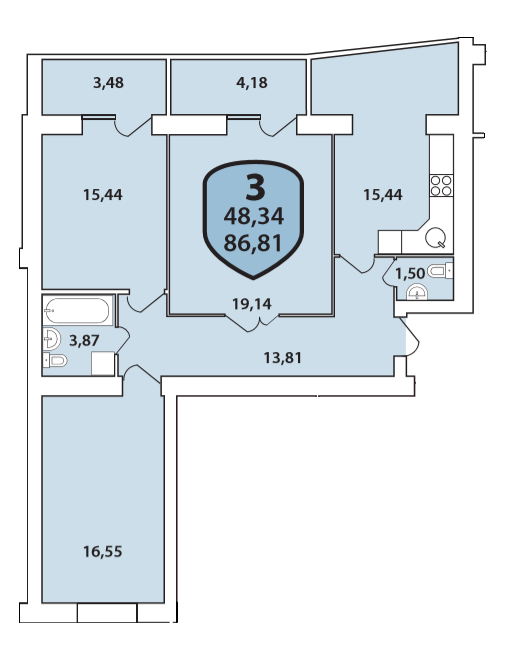 3-кімнатна 86.81 м² в ЖК Олімпійський від 12 100 грн/м², Хмельницький