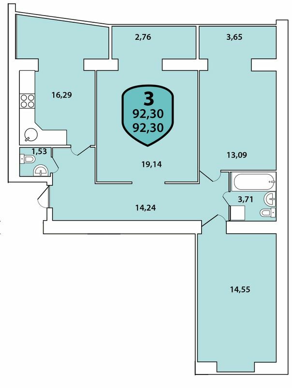 3-кімнатна 92.3 м² в ЖК Олімпійський від 12 100 грн/м², Хмельницький