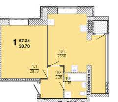 1-кімнатна 56.7 м² в ЖК Амстердам від забудовника, Хмельницький