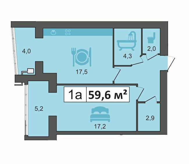 1-кімнатна 59.6 м² в ЖК PodilSky від 10 700 грн/м², м. Кам`янець-Подільський
