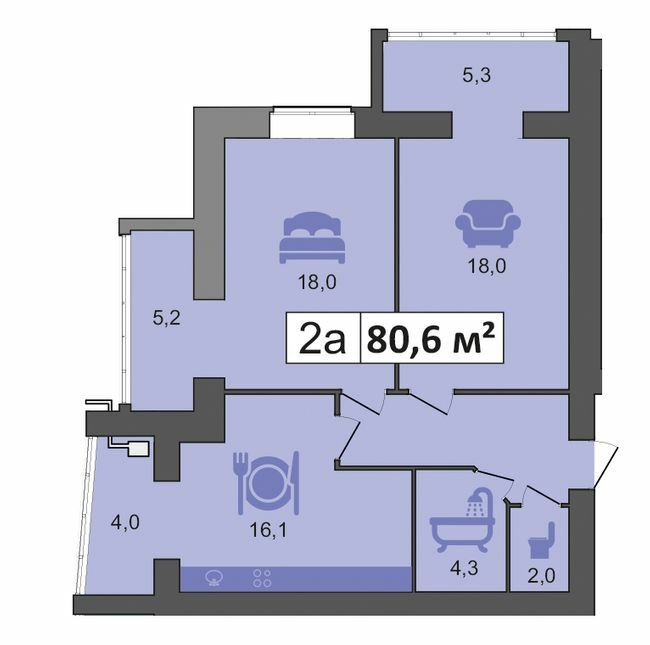 2-кімнатна 80.6 м² в ЖК PodilSky від 9 500 грн/м², м. Кам`янець-Подільський