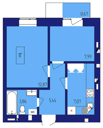 1-кімнатна 38.61 м² в ЖК Варшавський від забудовника, м. Нетішин