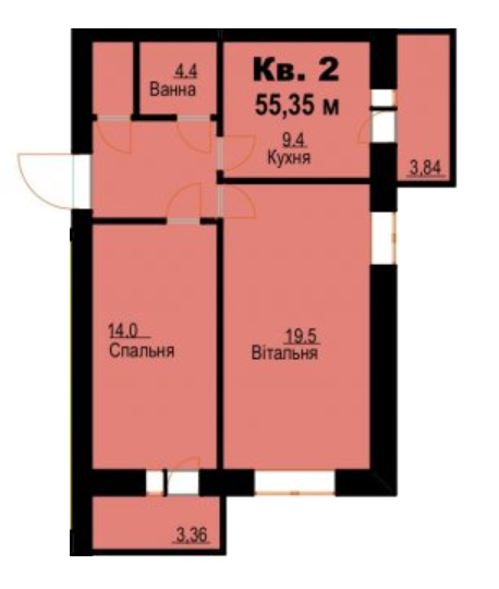 2-комнатная 55.35 м² в ЖК на ул. Молодежная, 26 от 9 000 грн/м², г. Каменец-Подольский