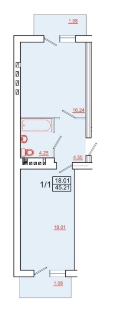 1-кімнатна 45.21 м² в ЖК Містечко Північне від 8 400 грн/м², Хмельницький