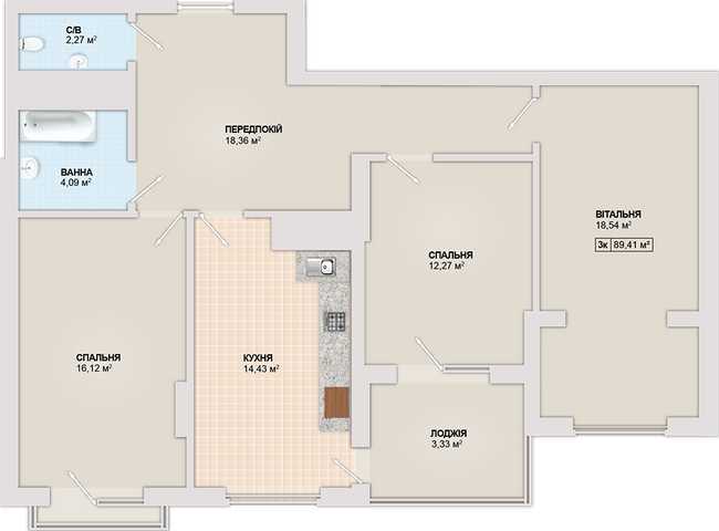 3-комнатная 89.41 м² в ЖК Sonata от 12 700 грн/м², Ивано-Франковск