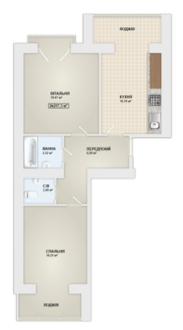 2-комнатная 67.3 м² в ЖК Городок Мануфактура от 12 400 грн/м², Ивано-Франковск