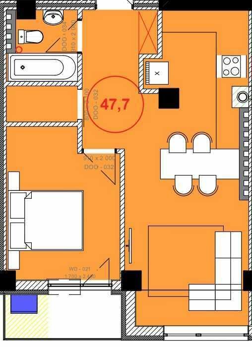 1-кімнатна 47.7 м² в ЖК Park Residence від 16 850 грн/м², Івано-Франківськ