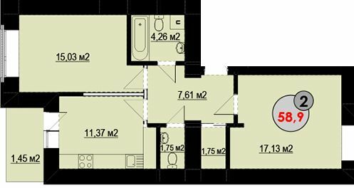 2-комнатная 58.9 м² в ЖК Стожары от 12 500 грн/м², Ивано-Франковск