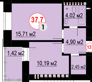 1-комнатная 37.7 м² в ЖК Квартал Венский от 13 600 грн/м², Ивано-Франковск