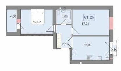 2-комнатная 61.25 м² в ЖК Квартал Патриот от 11 400 грн/м², Ивано-Франковск