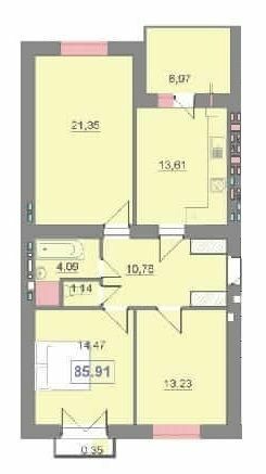 3-комнатная 85.91 м² в ЖК Квартал Патриот от 11 400 грн/м², Ивано-Франковск