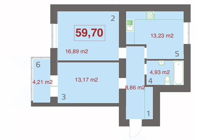 2-кімнатна 59.7 м² в ЖК Левада Дем’янів Лаз від 10 500 грн/м², Івано-Франківськ