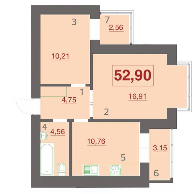 2-кімнатна 52.9 м² в ЖК Левада Дем’янів Лаз від 10 500 грн/м², Івано-Франківськ