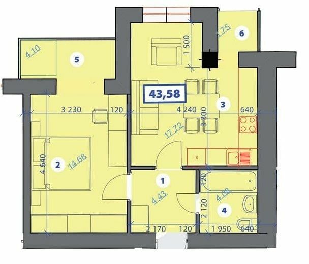 1-комнатная 43.58 м² в ЖК Квартал Галицкий от 13 200 грн/м², Ивано-Франковск