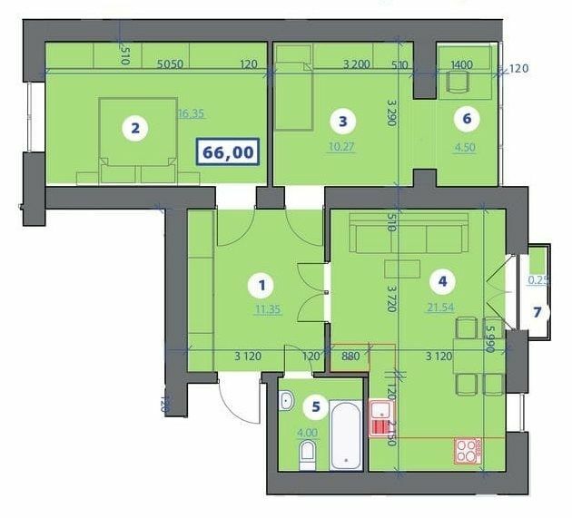 2-комнатная 66 м² в ЖК Квартал Галицкий от 13 200 грн/м², Ивано-Франковск