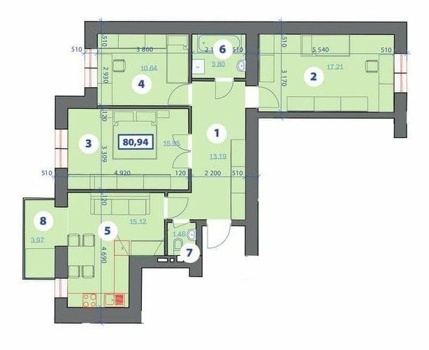 3-комнатная 80.94 м² в ЖК Квартал Галицкий от 13 200 грн/м², Ивано-Франковск