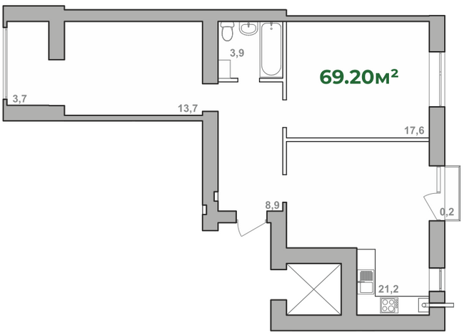 2-кімнатна 69.2 м² в ЖК Містечко Липки від 16 000 грн/м², Івано-Франківськ