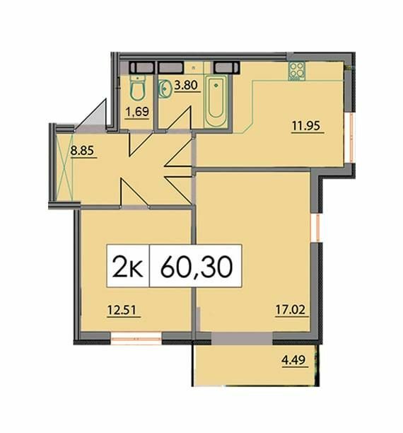 2-комнатная 60.3 м² в ЖК Липская Башня от 13 500 грн/м², Ивано-Франковск
