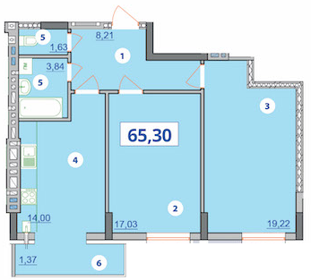 2-кімнатна 65.3 м² в ЖК Квартал Галичанка від 18 950 грн/м², Івано-Франківськ