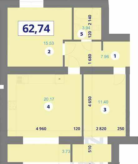 2-кімнатна 62.74 м² в ЖК Галицький 2 від 13 500 грн/м², Івано-Франківськ