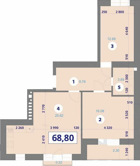 2-кімнатна 68.8 м² в ЖК Галицький 2 від 13 500 грн/м², Івано-Франківськ