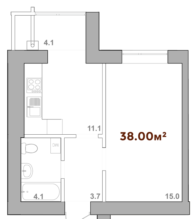 1-кімнатна 38 м² в ЖК Опришівська Слобода від 9 600 грн/м², Івано-Франківськ