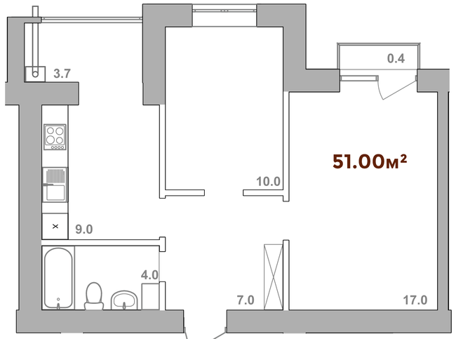 2-кімнатна 51 м² в ЖК Опришівська Слобода від 13 050 грн/м², Івано-Франківськ