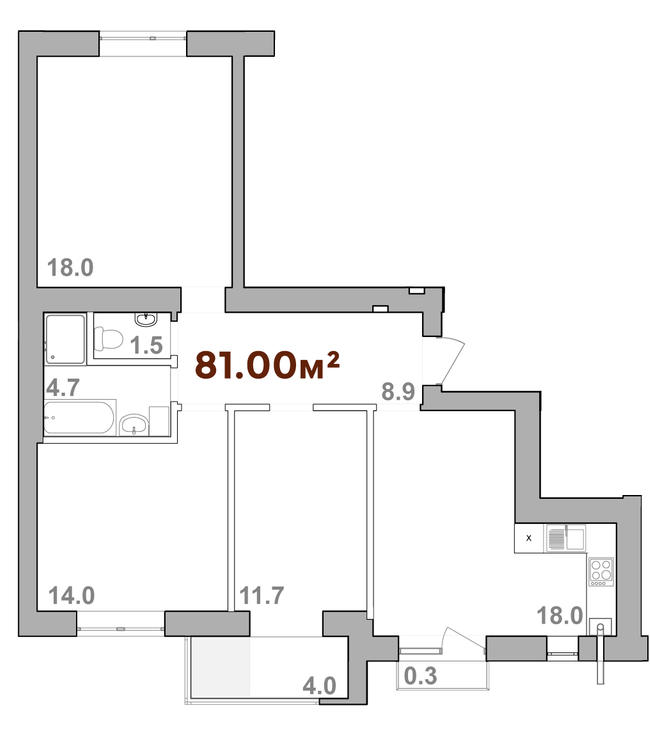 3-кімнатна 81 м² в ЖК Опришівська Слобода від 10 350 грн/м², Івано-Франківськ