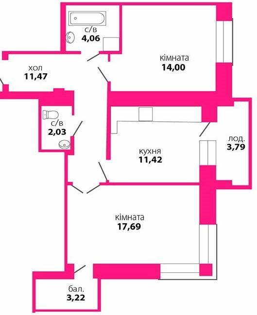 2-комнатная 63.7 м² в ЖК Квартал Виноградний от 12 950 грн/м², Ивано-Франковск