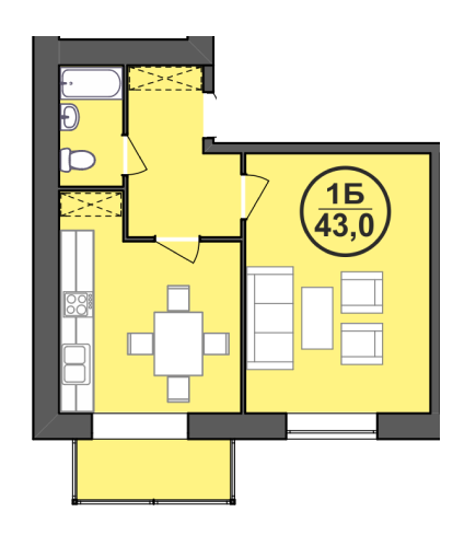 1-комнатная 43 м² в ЖК Городок Центральный от 9 500 грн/м², Ивано-Франковск