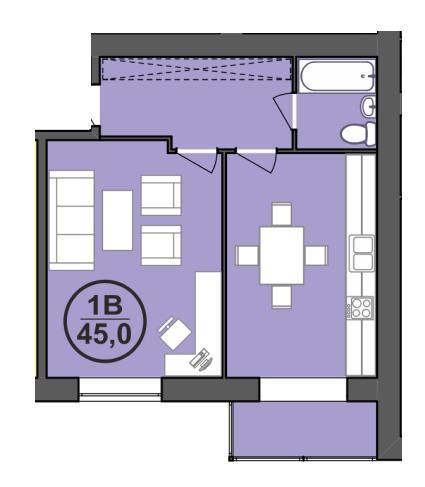 1-комнатная 45 м² в ЖК Городок Центральный от 9 500 грн/м², Ивано-Франковск