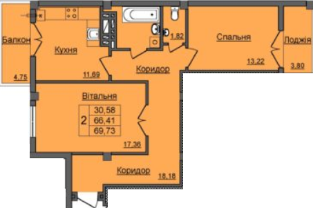 2-кімнатна 69.73 м² в ЖК Хмельницький від 12 000 грн/м², Івано-Франківськ