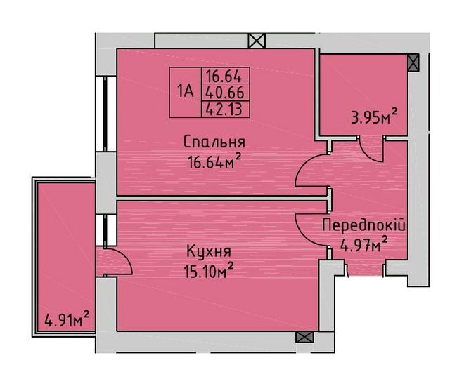 1-комнатная 42.13 м² в ЖК на Немецком озере от 8 800 грн/м², с. Загвоздье