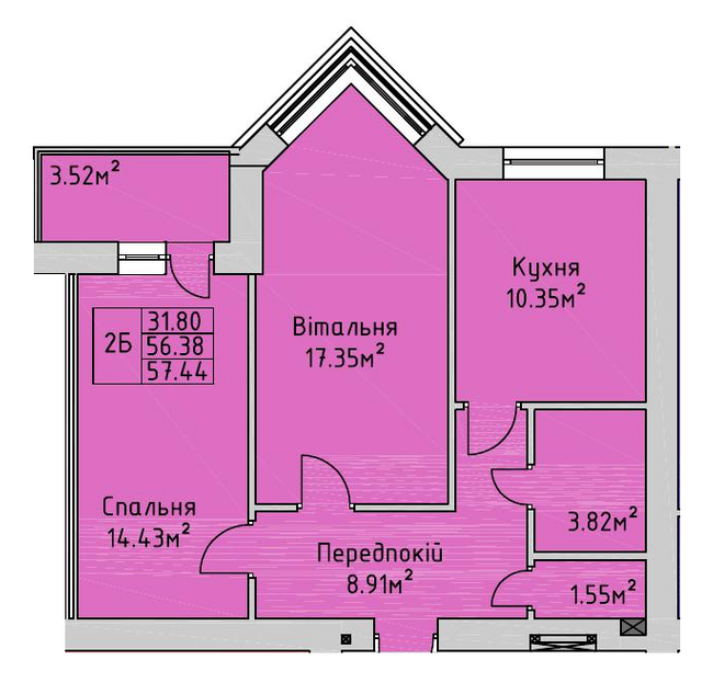 2-кімнатна 57.44 м² в ЖК на Німецькому озері від 9 200 грн/м², с. Загвіздя