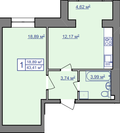 1-комнатная 43.91 м² в ЖК Парковий маєток от 9 800 грн/м², Ивано-Франковск