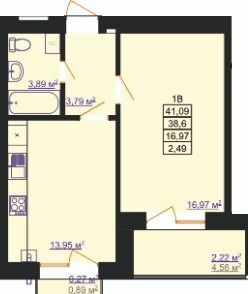 1-кімнатна 41.09 м² в ЖК Світанковий від 10 500 грн/м², Івано-Франківськ